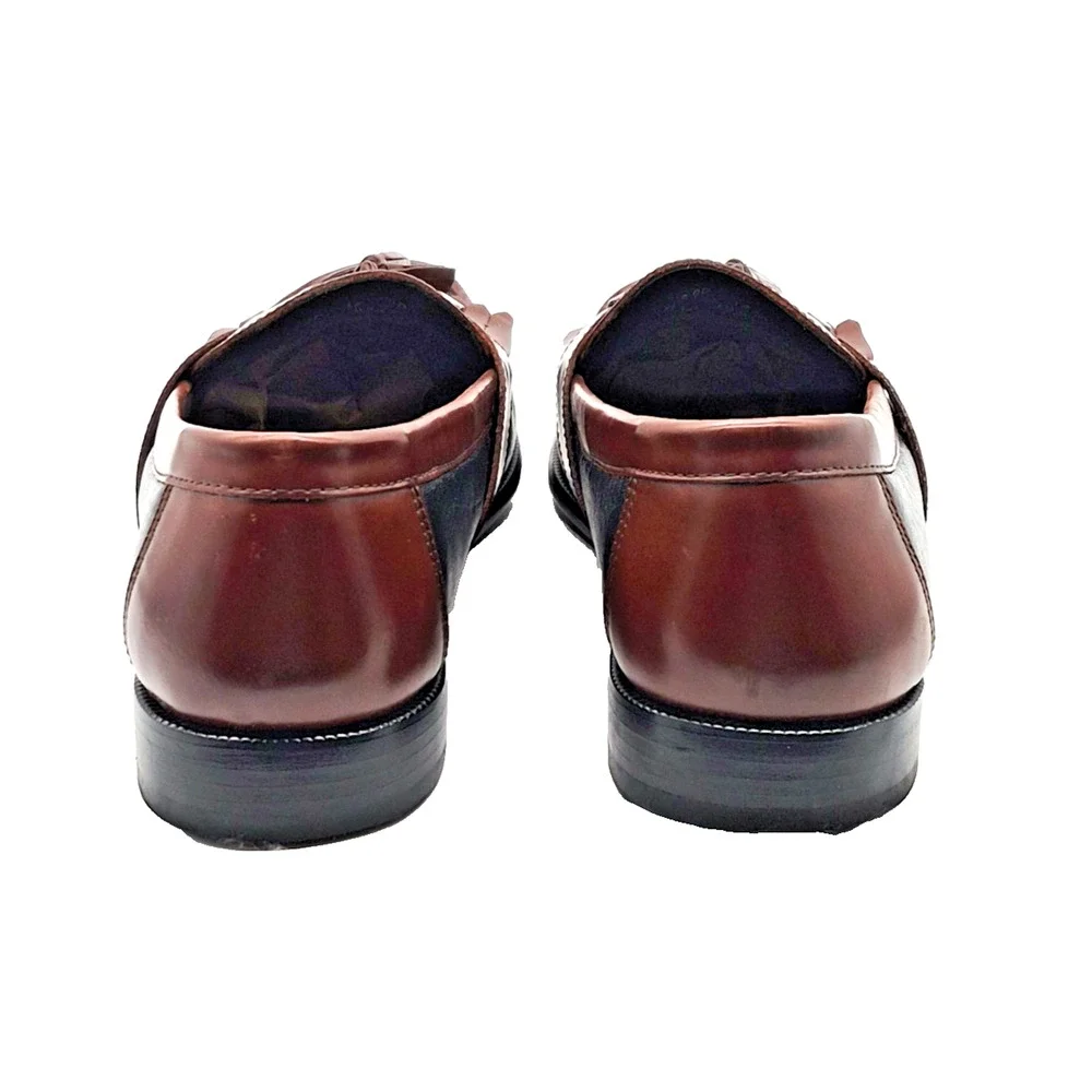 Florsheim Men's 9.5 D Two Tone Black & Brown Leather Kiltie Tassel Loafers Shoes